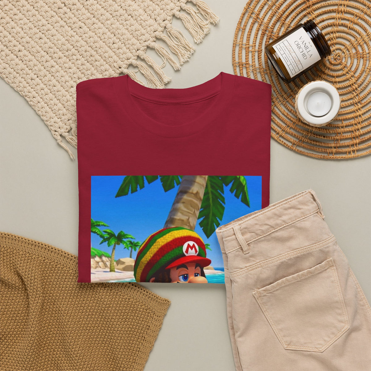 Rasta Mario Chilling On Beach Tee