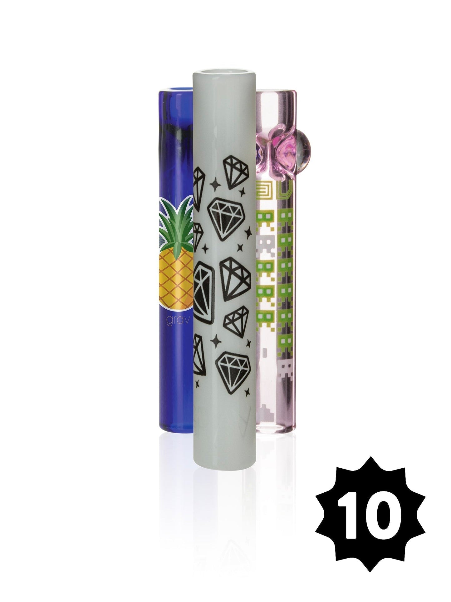 GRAV 12mm Fun & Colorful Glass Tasters - Portable Party Pack of 10