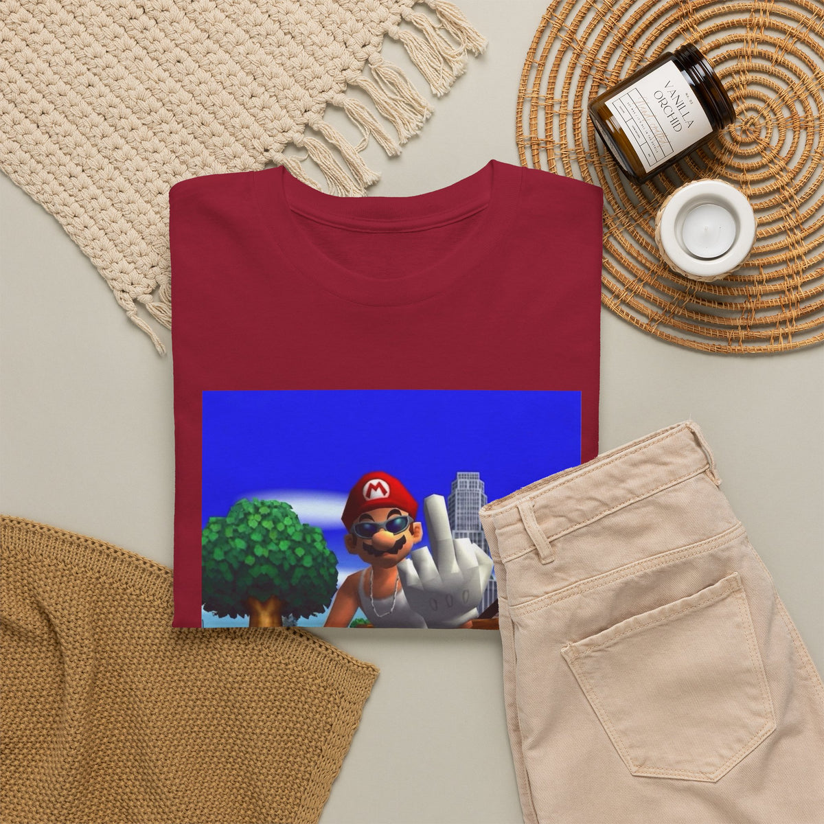 Thug Mario Flipping The Bird Tee