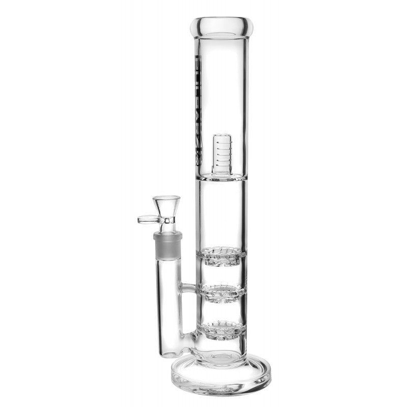 Pulsar 14" Triple Turbine Perc Glass Water Pipe w/ Splash Guard & 19mm Joint