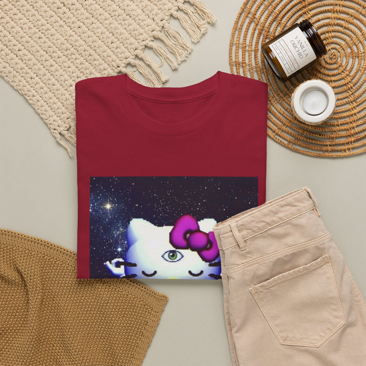 Third Eye Kitty Meditating In Space Tee