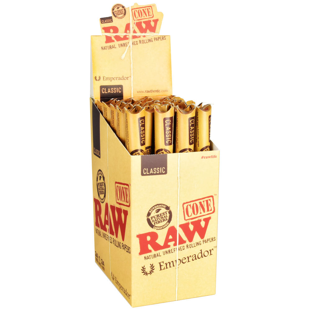 RAW Classic Emperador 9" Hemp Pre-Rolled Cones 24pk - Natural Flavor Experience