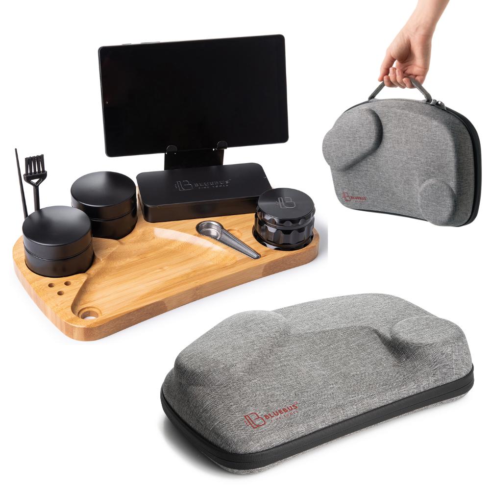 Blue Bus Fine Tools Blaze Hardwood Rolling Tray Bundle w/ Accessories & Carry Bag