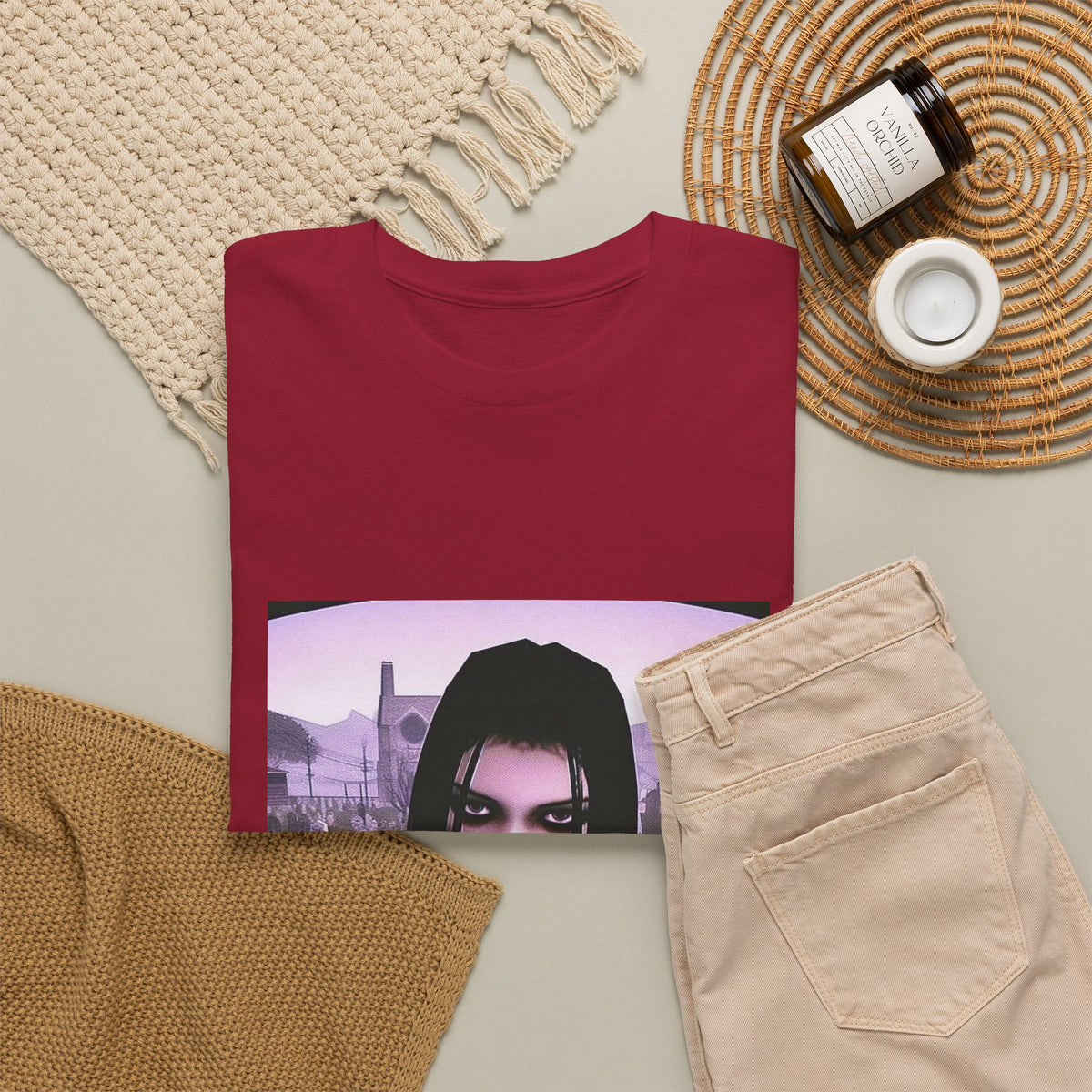 Goth Girl Smoking In Cemetery Tee (Design 17)