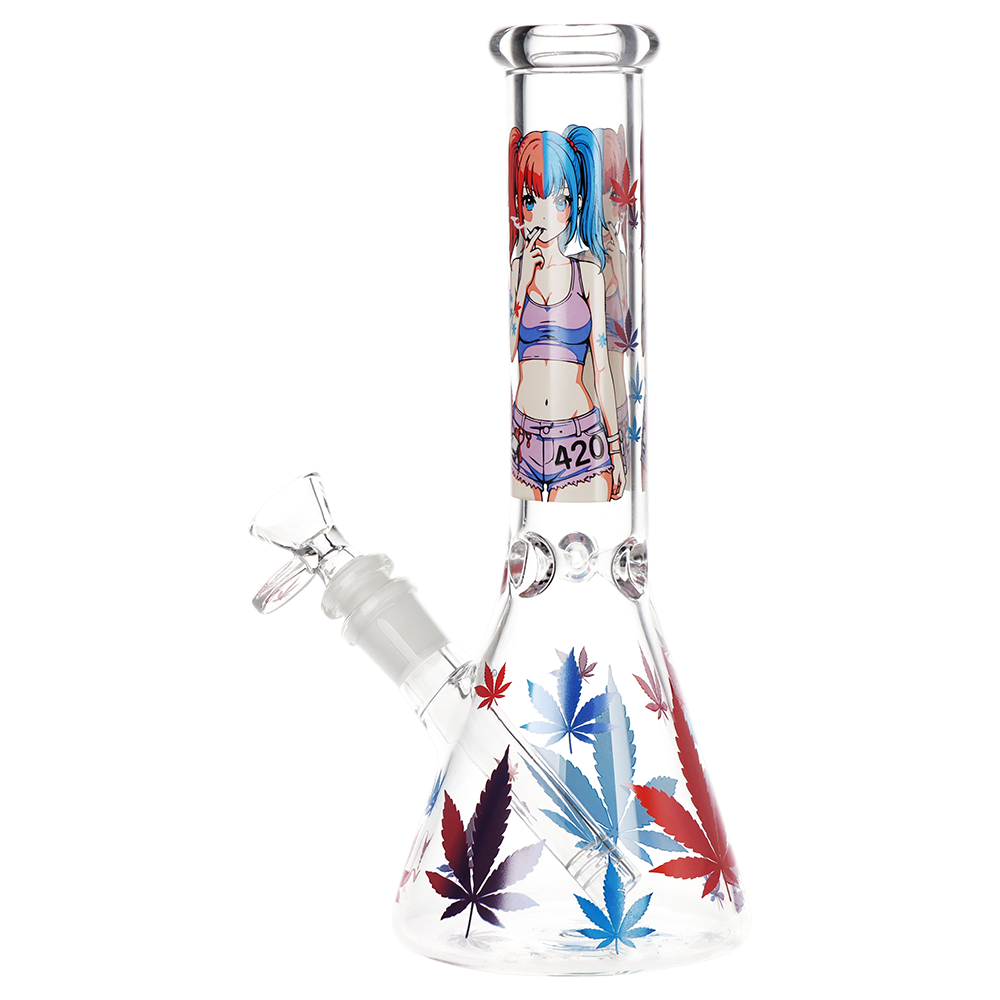 420 Anime Girl Beaker Glass Water Pipe | 10" | 14mm F
