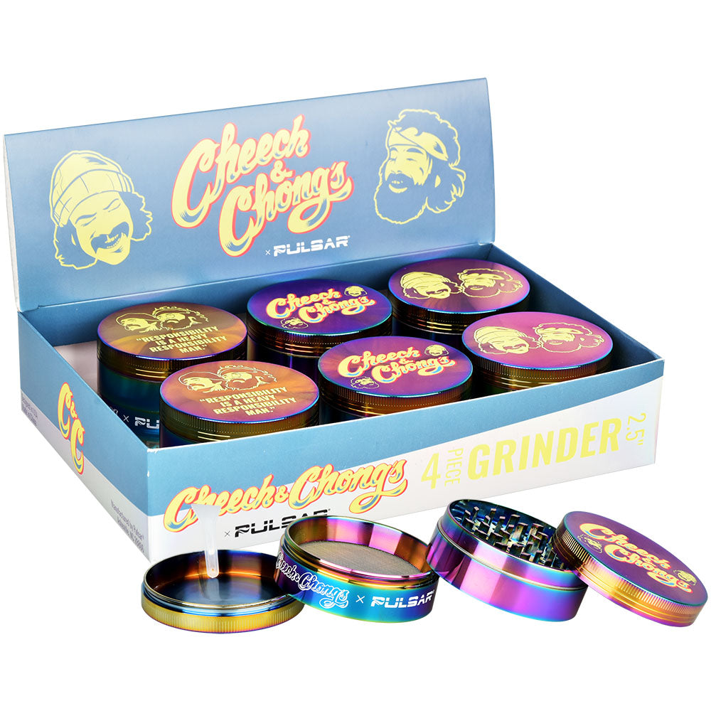 Pulsar Cheech & Chong Rainbow 4pc Metal Grinder 2.5" - 6 Pack - Collector's Edition
