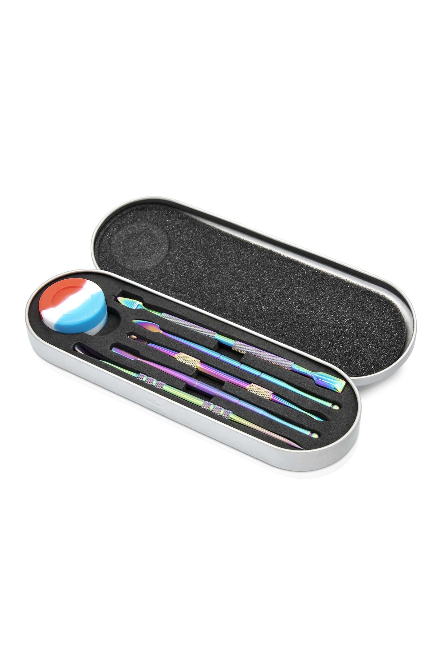 Rupert's Drop Iridescent Titanium Dabber Set with Silicone Dish and Case