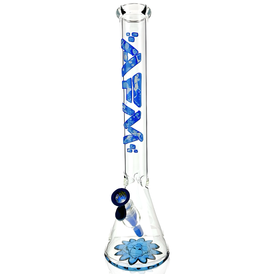 18" AFM Blue Bubbles Glass Beaker Bong Bundle Set
