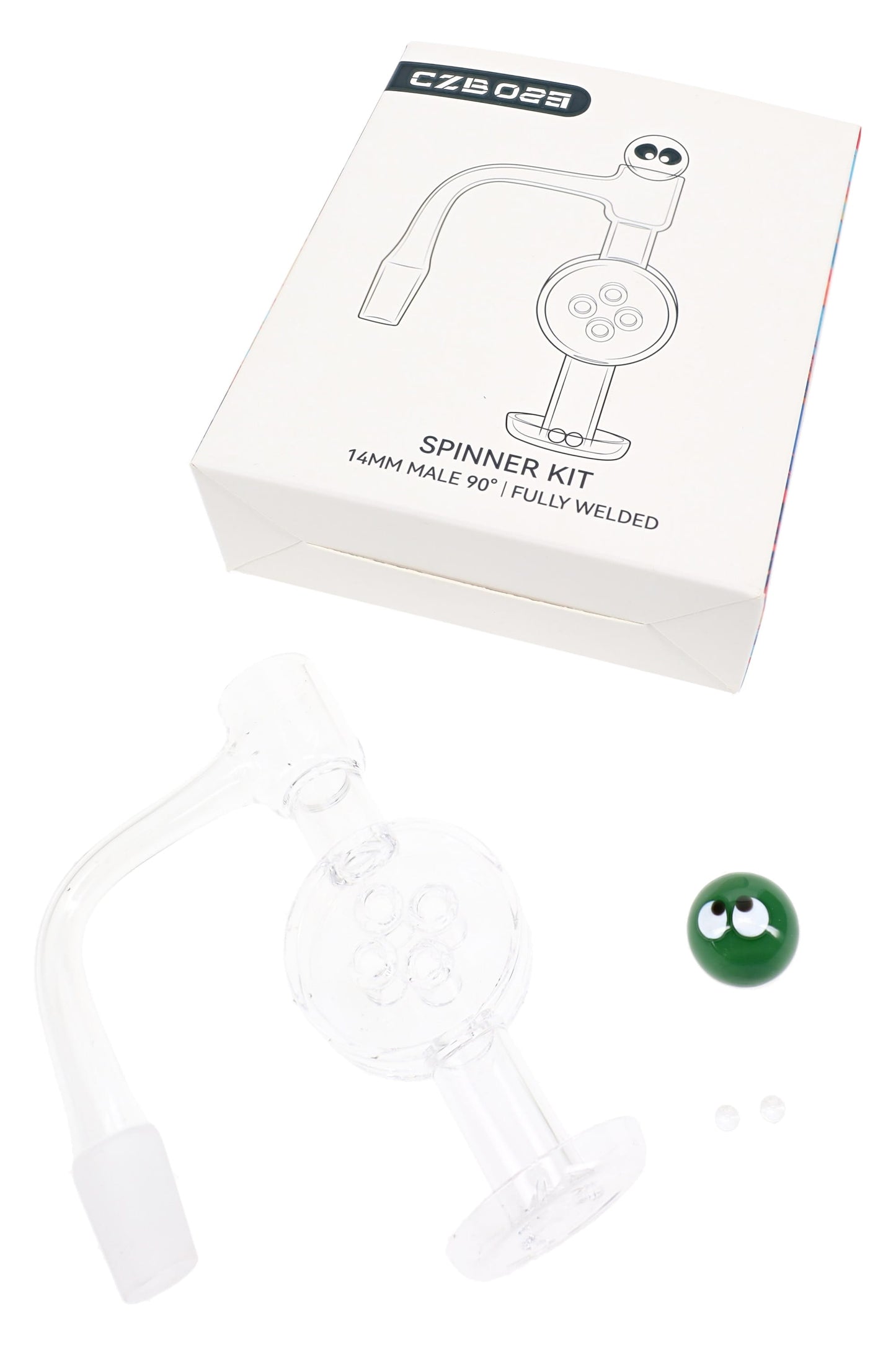 Quartz 14.5 mm Male 90° Donut Disc Terp Slurper Kit, Fully Welded