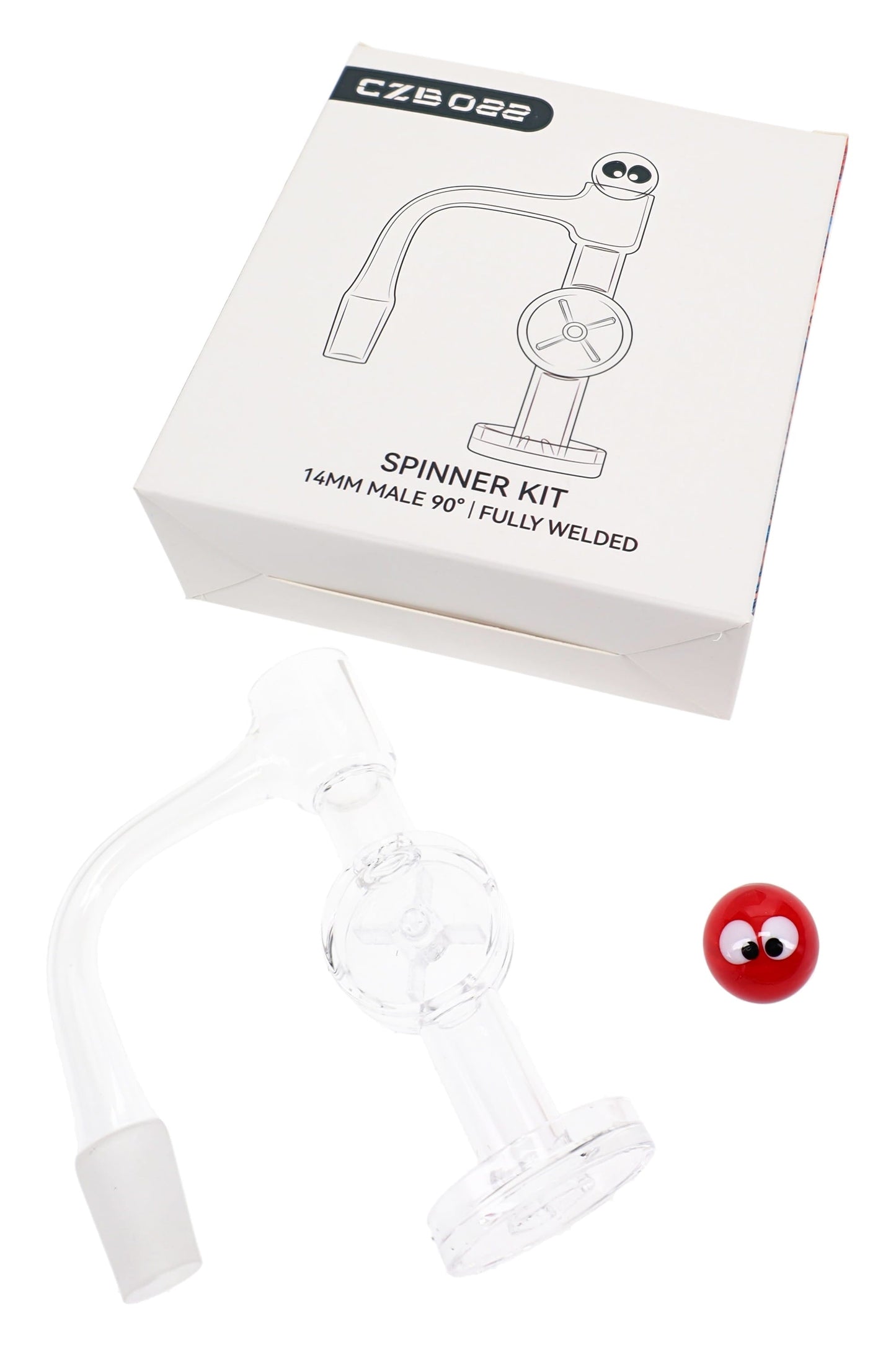 Quartz 14.5 mm Male 90° Water Wheel Terp Slurper Kit, 2.5 mm Thick