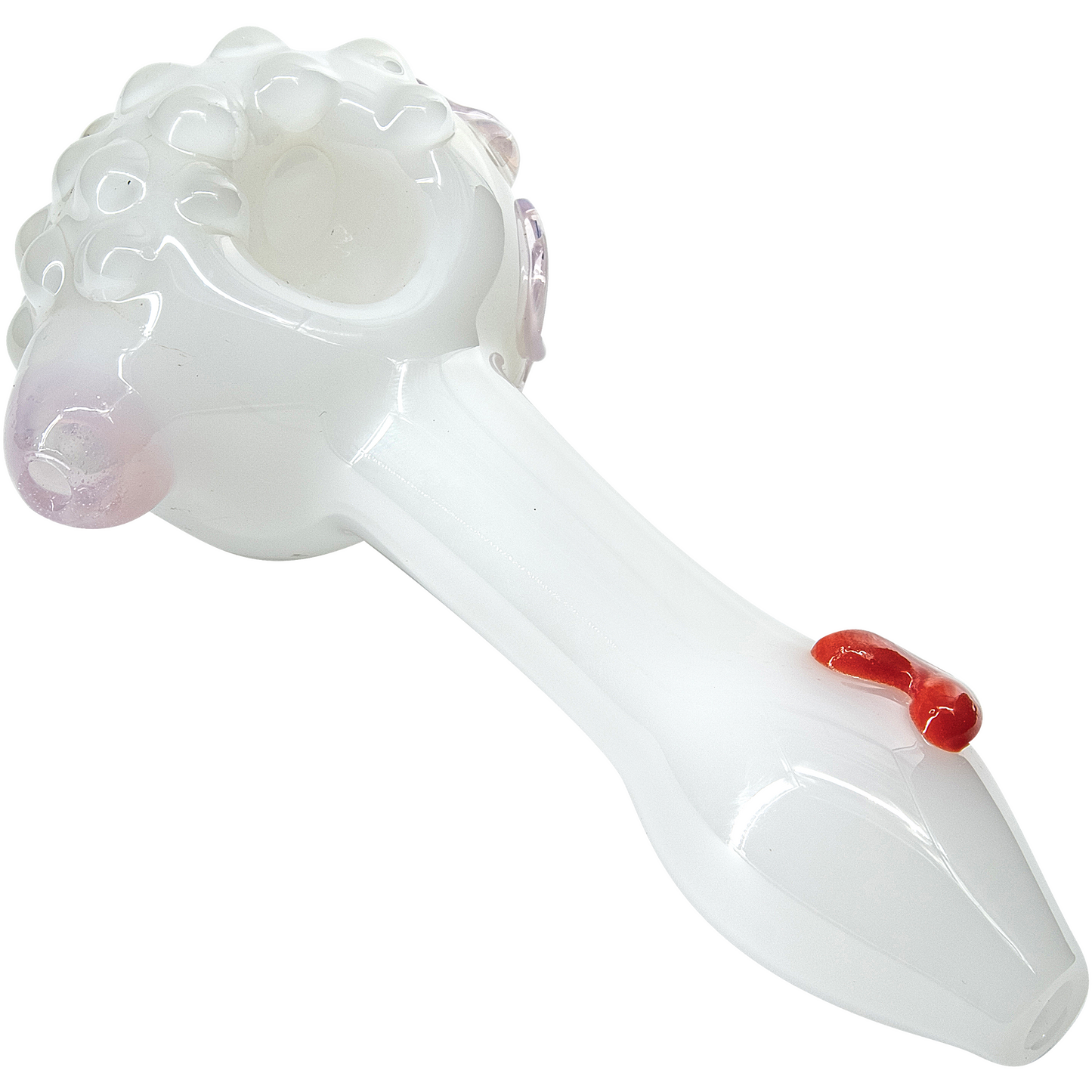LA Pipes "White Heart" Solid Ivory Glass Spoon