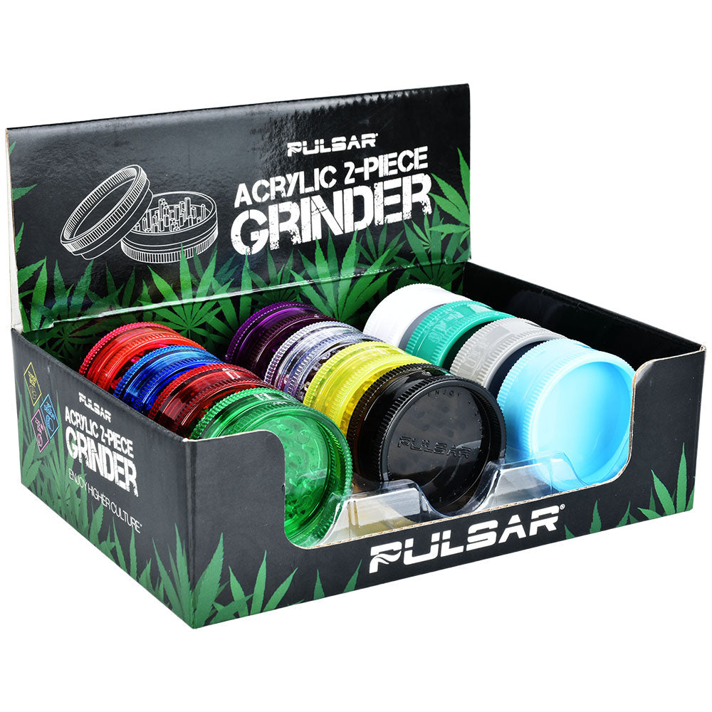 Pulsar Acrylic 2" Grinder 12pc Display - Assorted Colors
