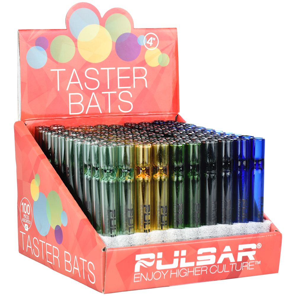 Pulsar Glass Taster 4" Hand Pipes 100ct Variety Pack - Assorted Colors