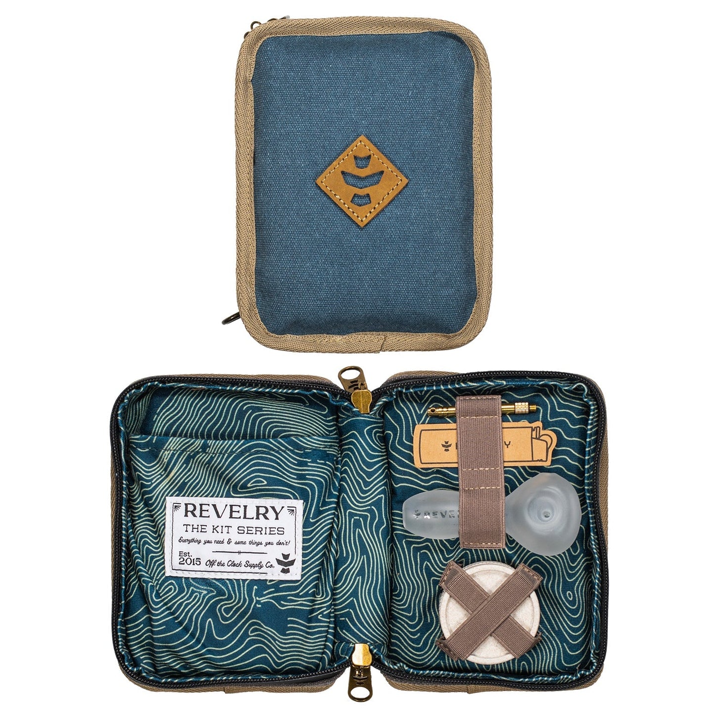 Revelry Supply Lockable Smell-Proof Bag Kit with Glass Pipe & Hemp Grinder