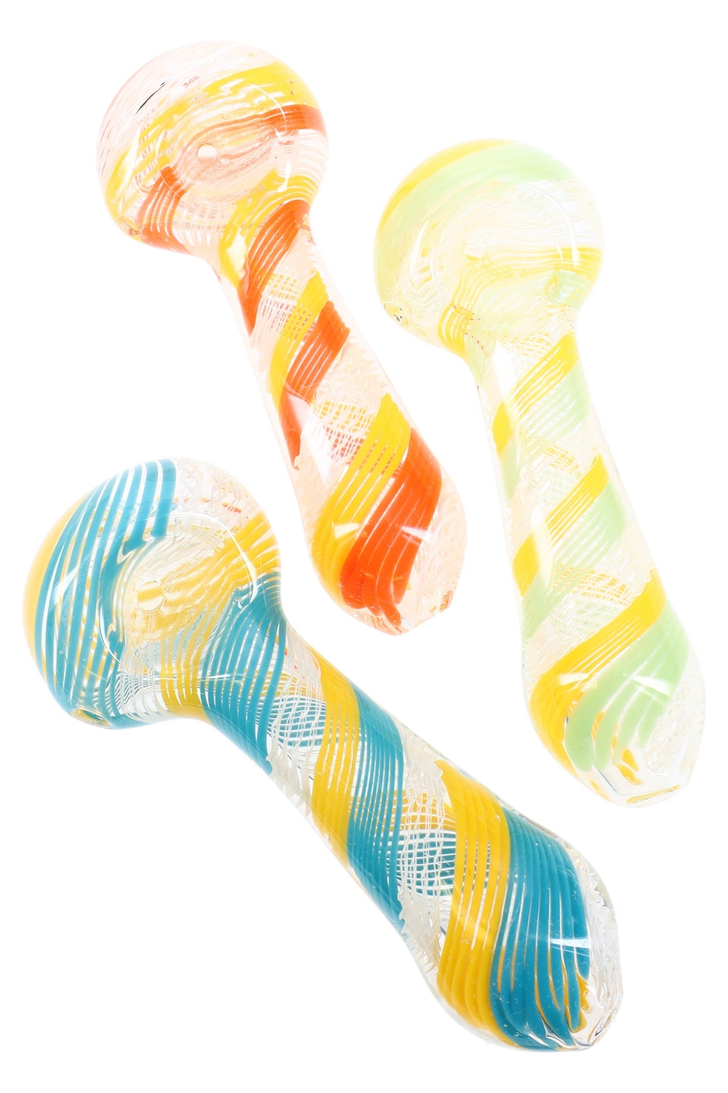4.5″ Spiral Striped Glass Spoon - Assorted Colors