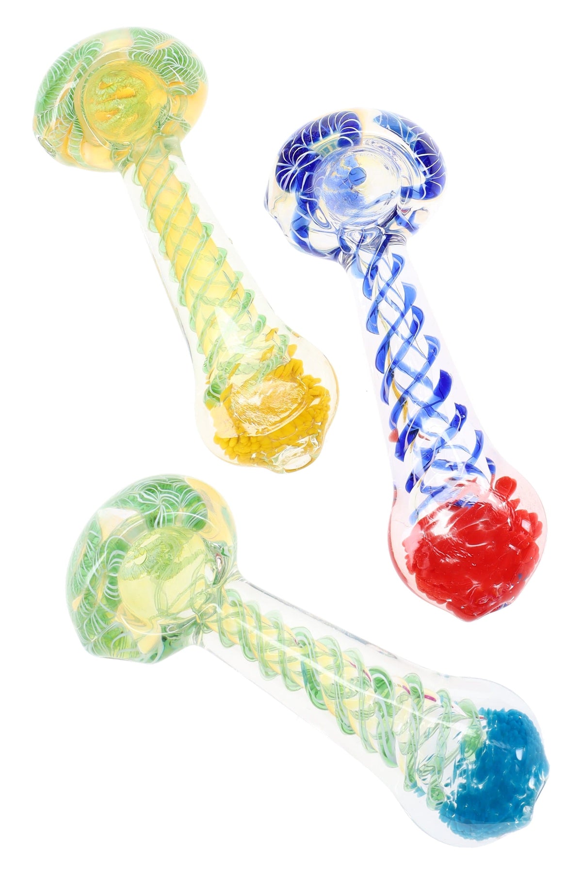 Color-Changing Swirl Striped Frit Glass Hand Pipe “Confetti Twist” – 4″
