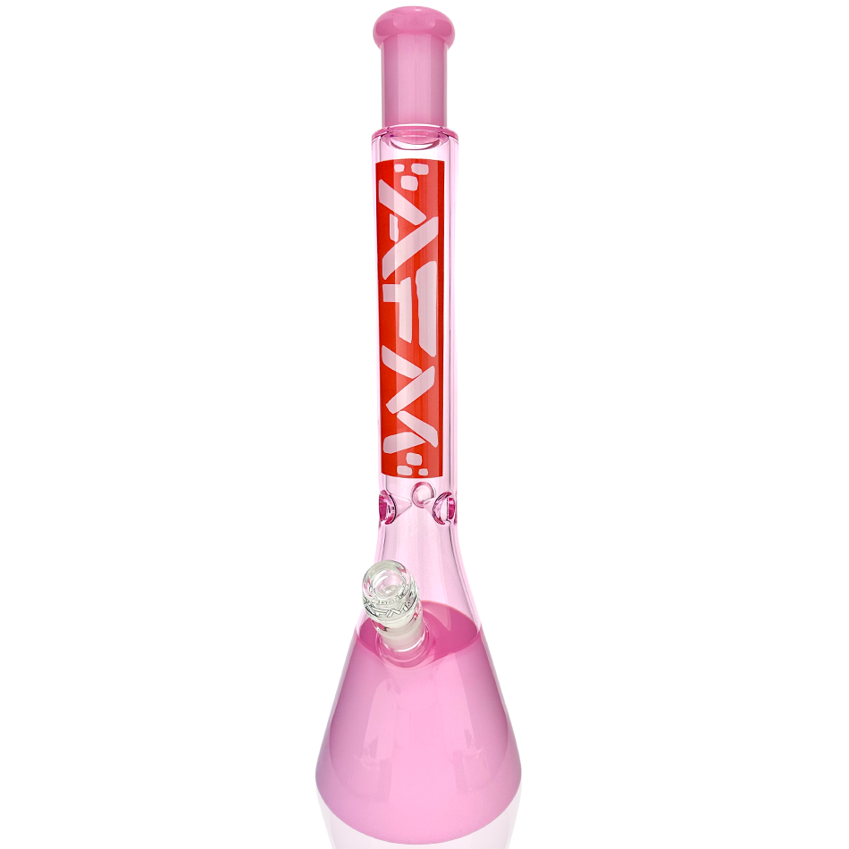 18" AFM Red Label Quasar Color Glass Beaker Bong - Pink
