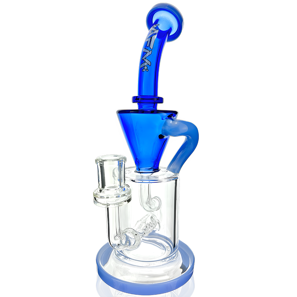10.5" AFM Glass Drain Recycler Double Color Inline Dab Rig