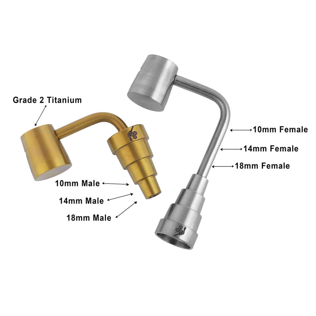 Honeybee Herb Titanium 6-in-1 Long-Neck Universal Banger for Dab Rigs