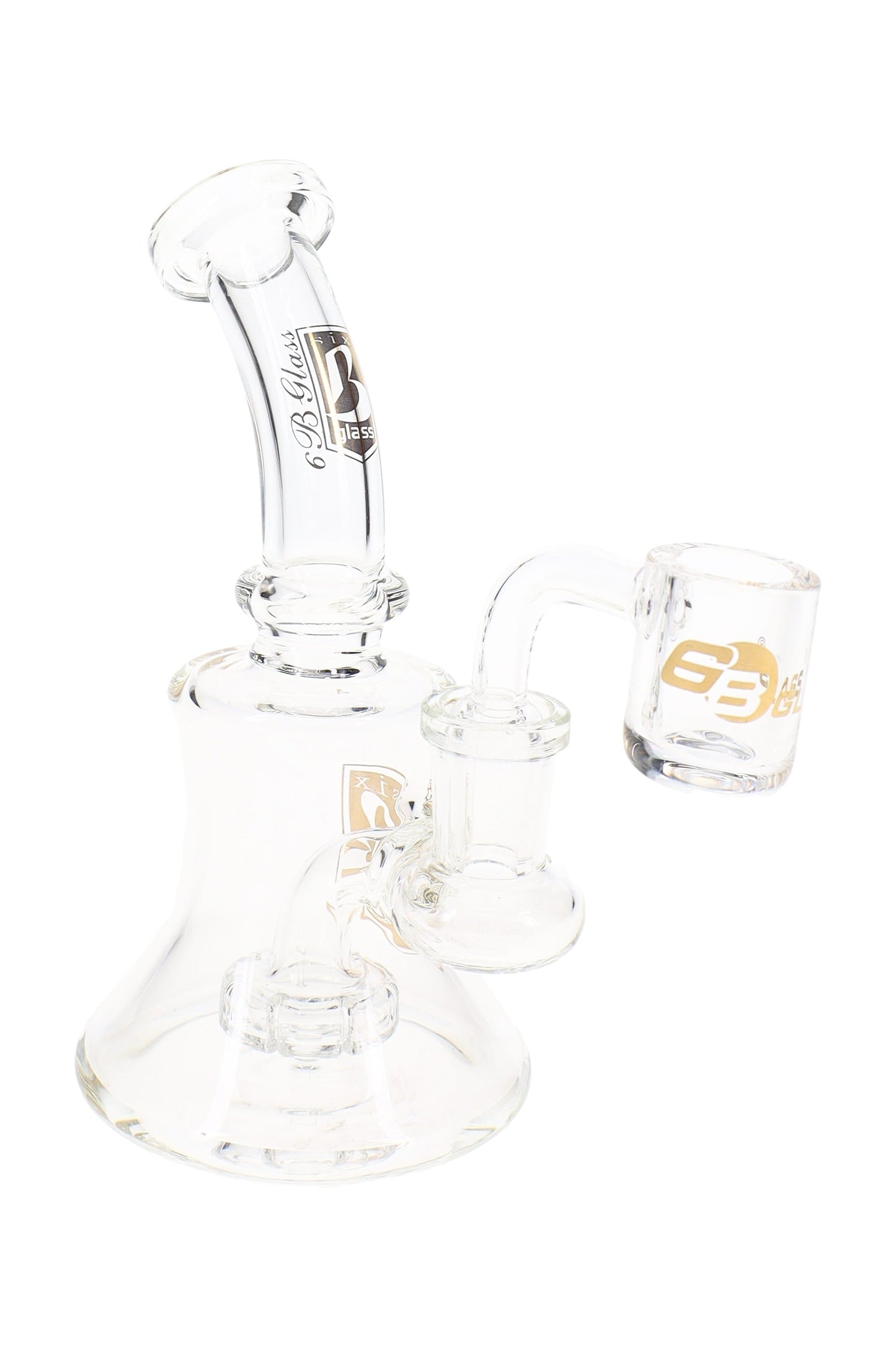 6B Glass Clear Stemless Dab Rig – Showerhead Perc – 5½″