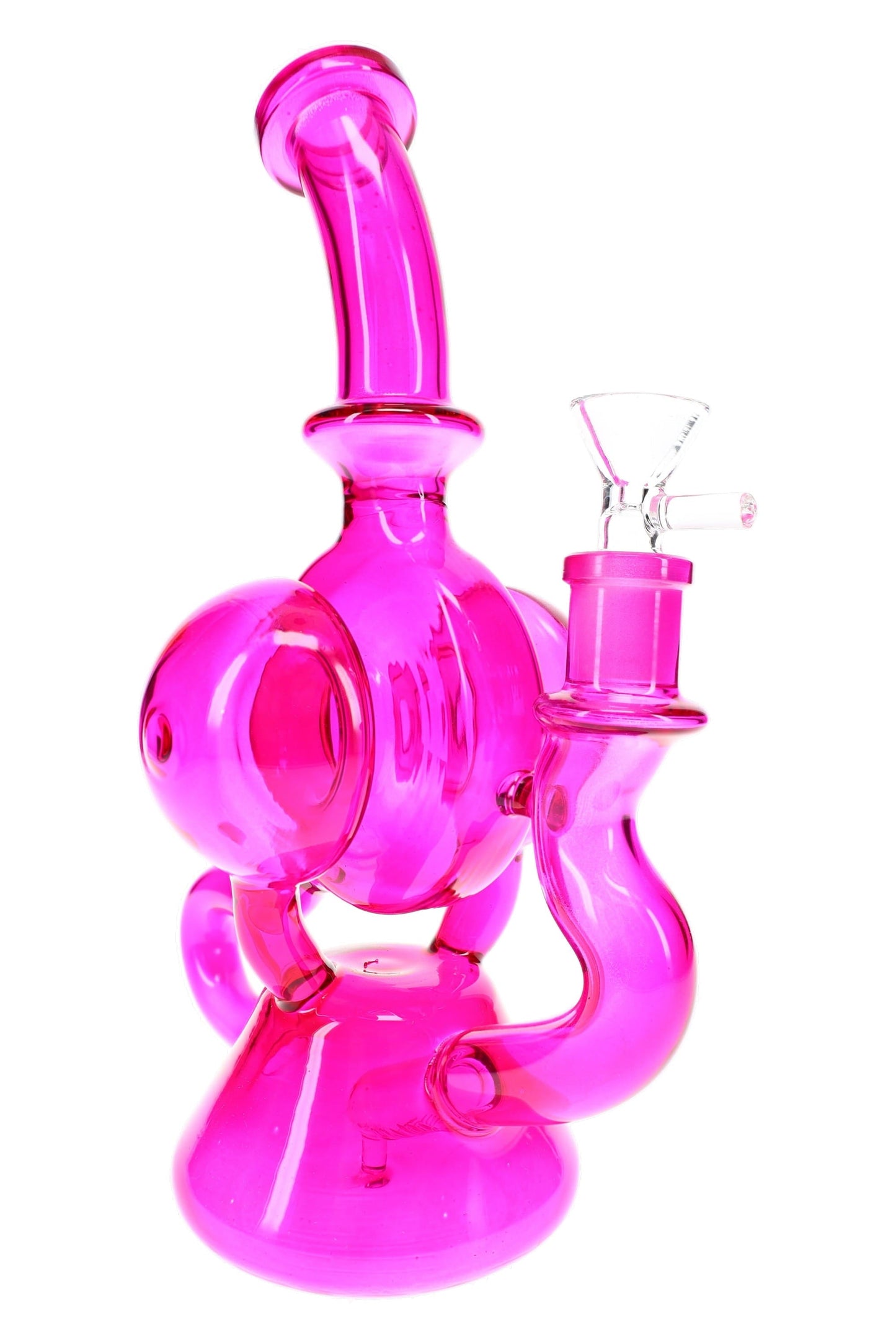 Pink Glass Recycler Bong “Blush Loop” – 14.5 mm – 10″