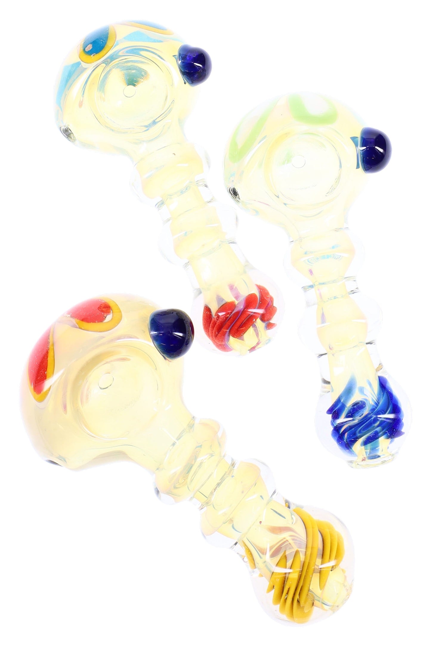 Silver Fumed Glass Rings Spoon Pipe “Ring Ripper” – 4″ – Assorted Colors