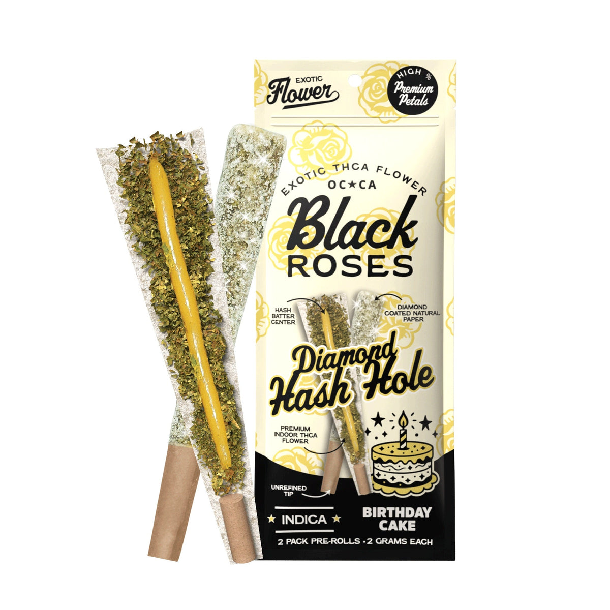 Black Roses Diamond Exotic THC-A Hash Holes - 4g (2ct)