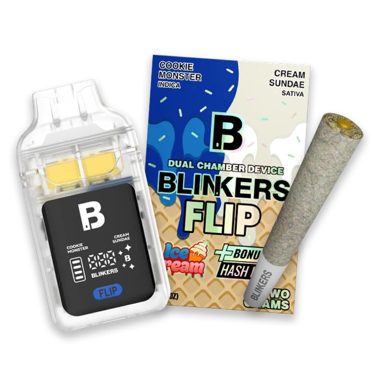 Blinkers Dual Chamber Ice Cream THC-A Device + Hash Hole - 2000mg