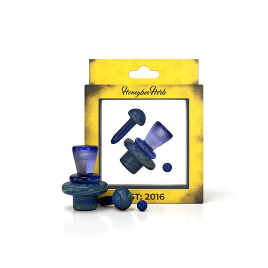 Honeybee Herb Crystal Terp Slurper Spinner Set - Glass Carb Cap Combo