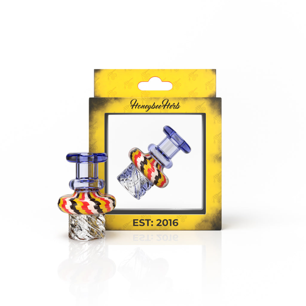 Honeybee Herb Cyclone Vortex Glass Carb Cap with Spinner Functionality