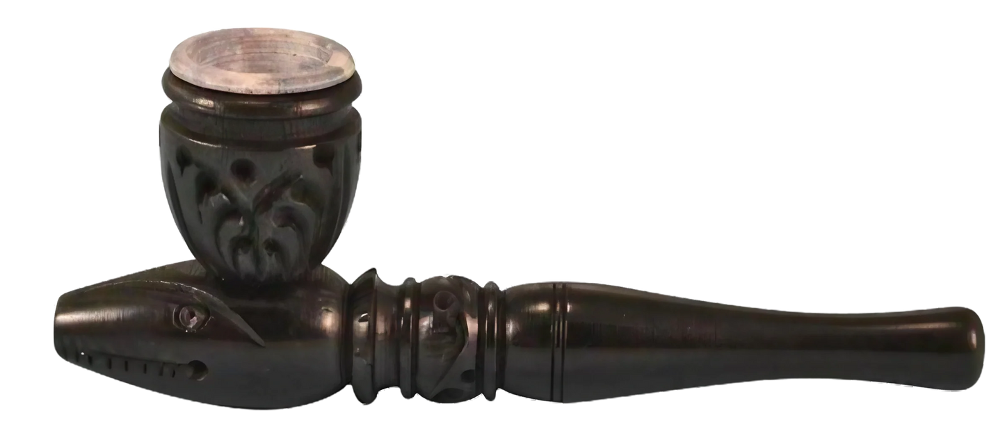 Gothic Stone Bowl Carved Wood Smoking Pipe | 4"