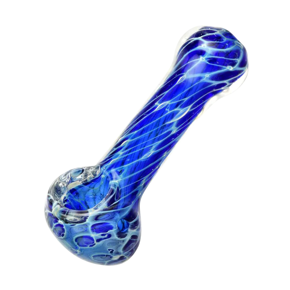 Cellular Blue Glass Spoon Pipe