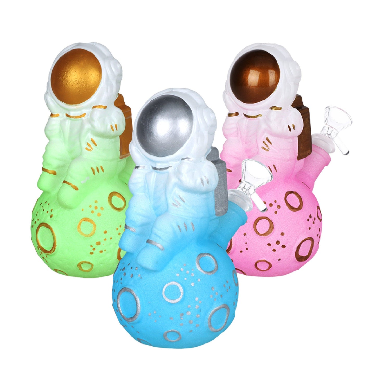 Dreamy Astronaut Glow In The Dark Painted Bong - 7in