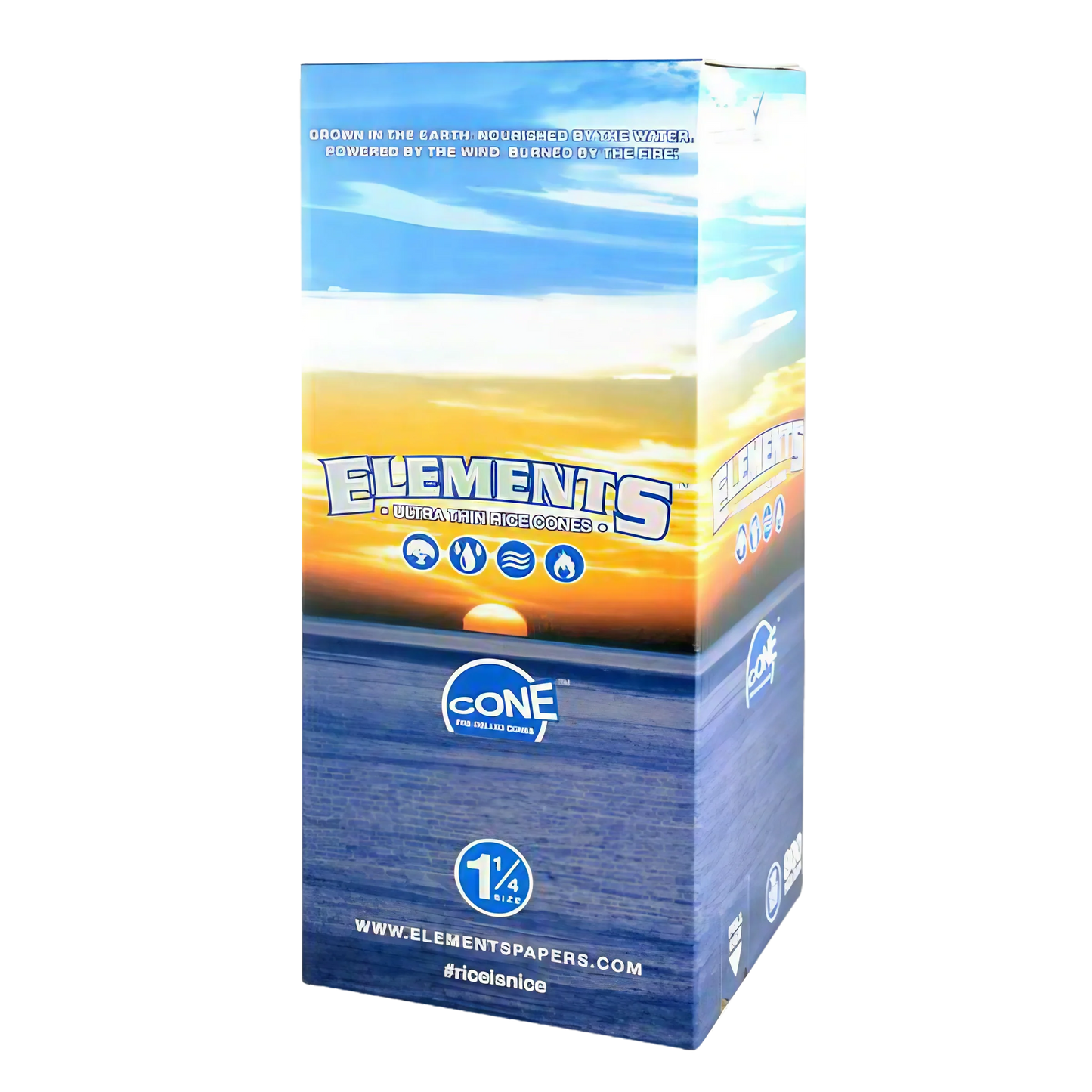 Elements Rice 1 1/4" Pre-Rolled Cones - 900pc Bulk Box