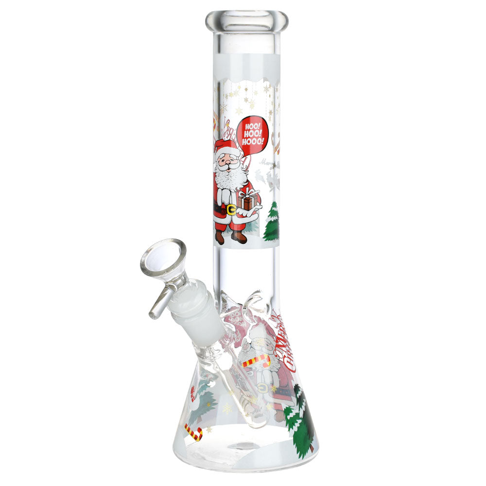 Festive Christmas Themed Glass Water Pipe - 10 inches