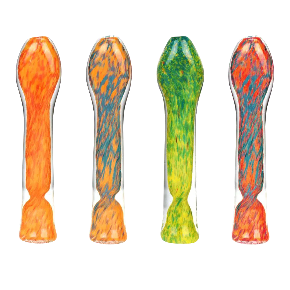 Fritted Swirl Flat Mouth Glass Chillum