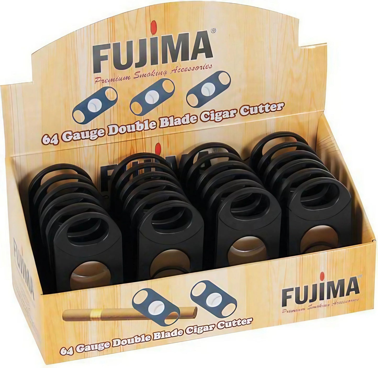 Fujima Double Blade Cigar Cutter | 64 Gauge | 24ct Display