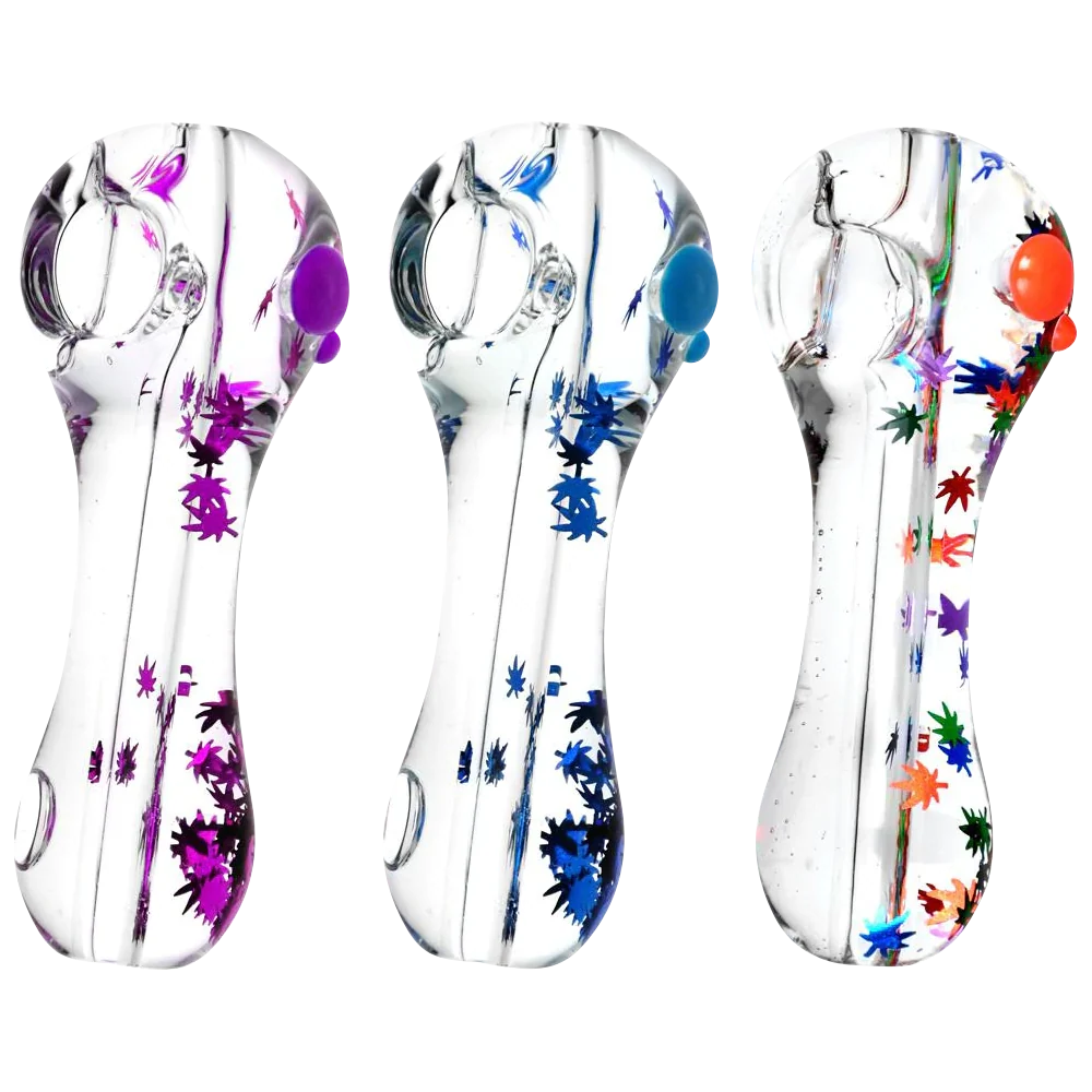 Gorgeous Freezable Glycerin Leaf Glitter Spoon Pipe
