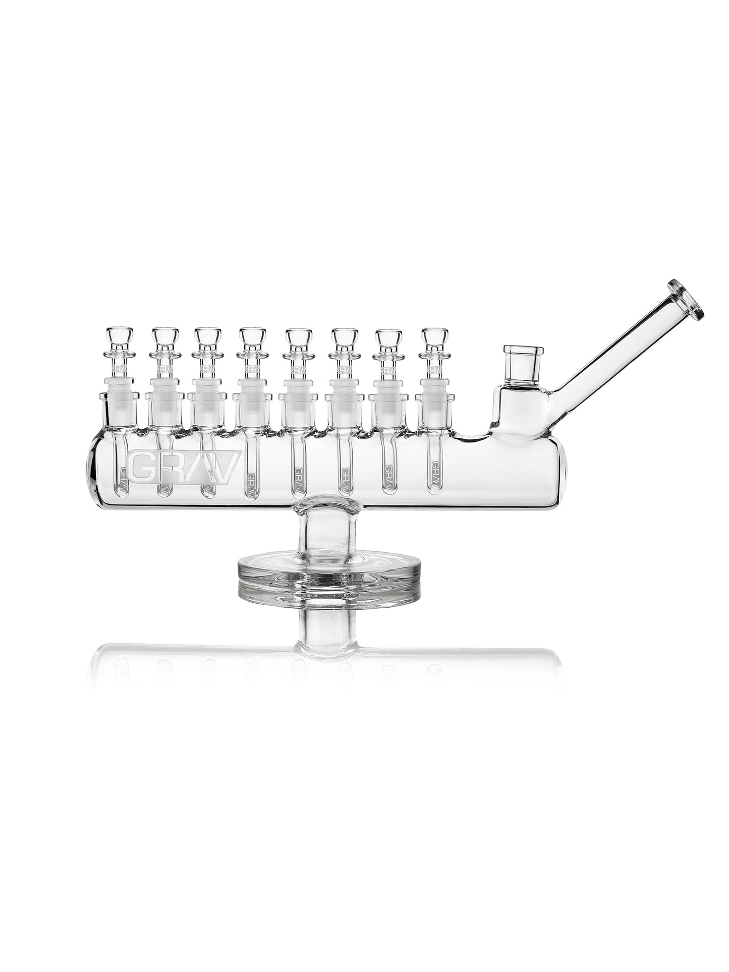 GRAV Limited Edition Clear Menorah Bubbler - 8 Bowl Water Pipe