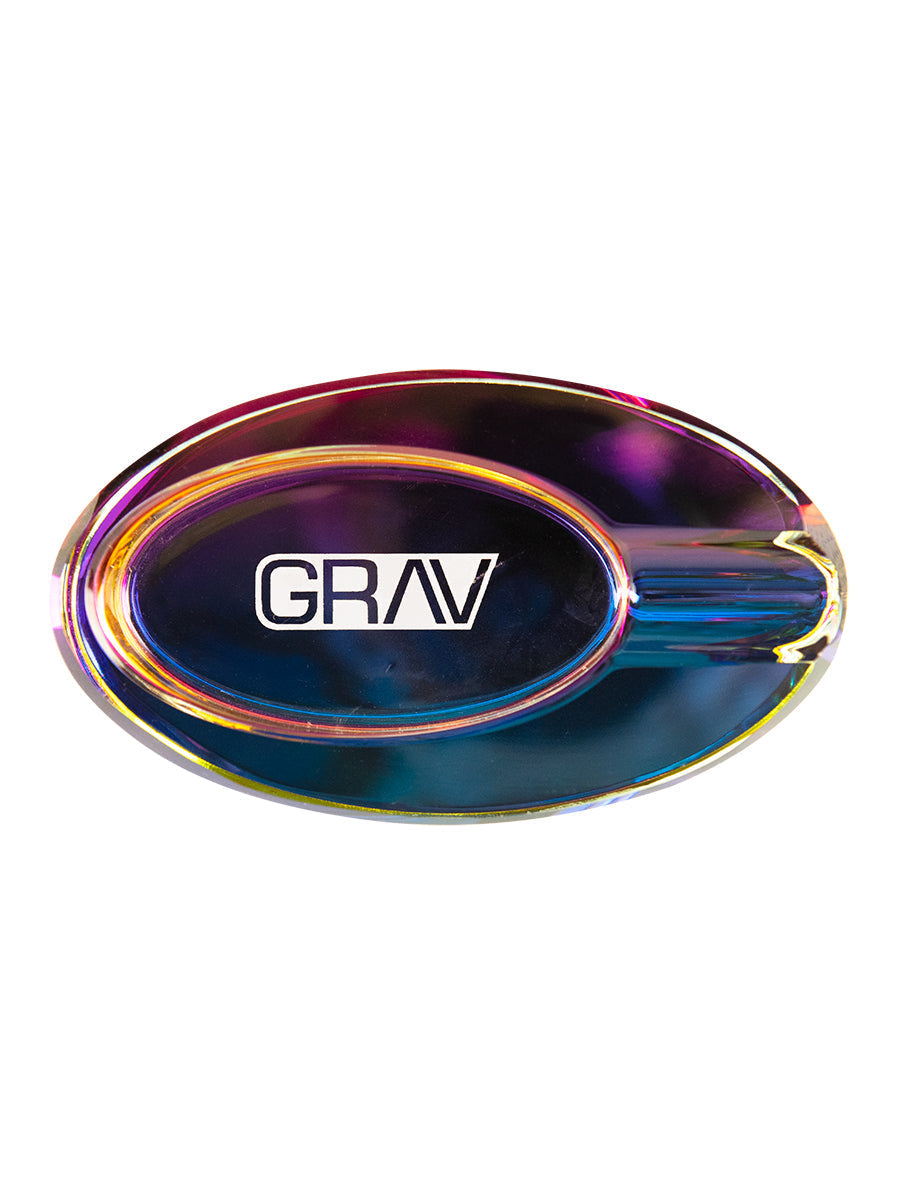 GRAV Ellipse Iridescent Ashtray with Cigar Groove - Luxurious Smoking Accessory