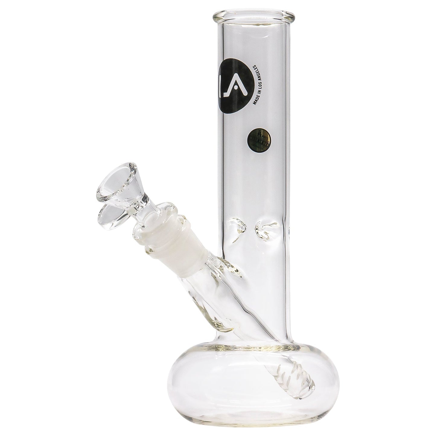 LA Pipes 8" Clear Borosilicate Donut Base Bong w/ Ice Pinch & 6-Slit Diffuser
