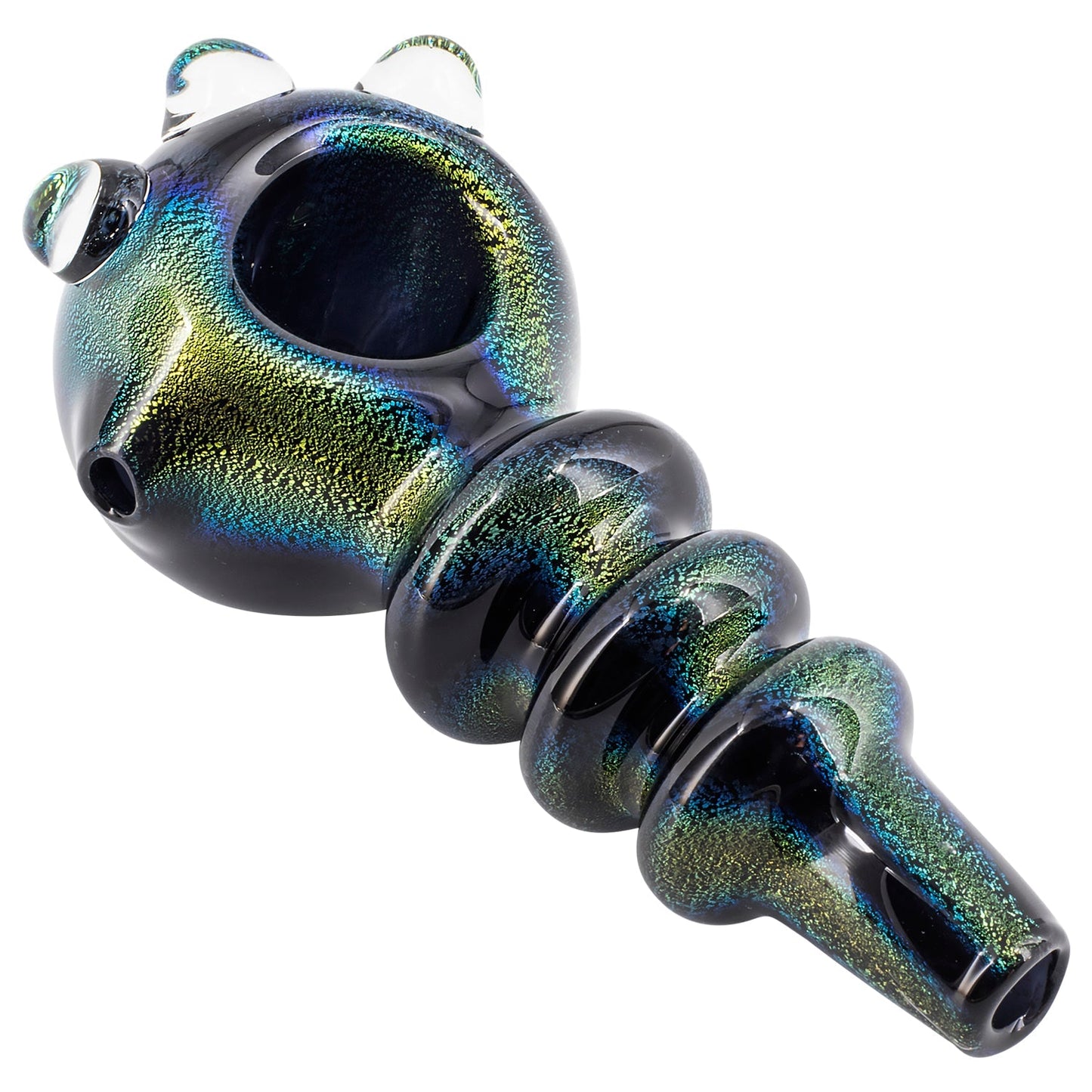 LA Pipes Solid Blue Dichro Maria Ringed Spoon Pipe