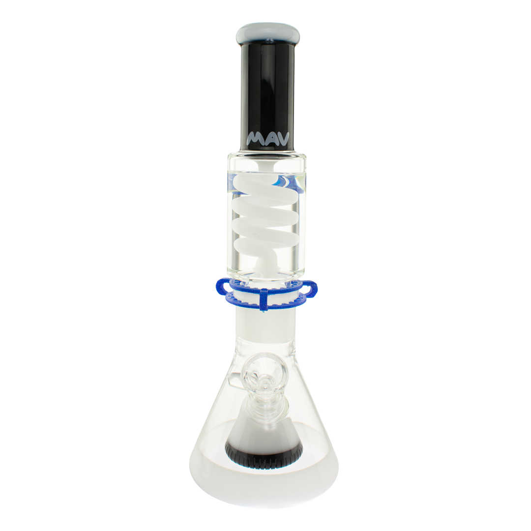 MAV Glass Black And White Slitted Pyramid Beaker Freezable Coil System