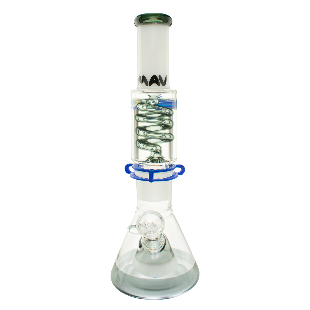 MAV Glass White And Transparent Black Slitted Pyramid Beaker Freezable Coil System