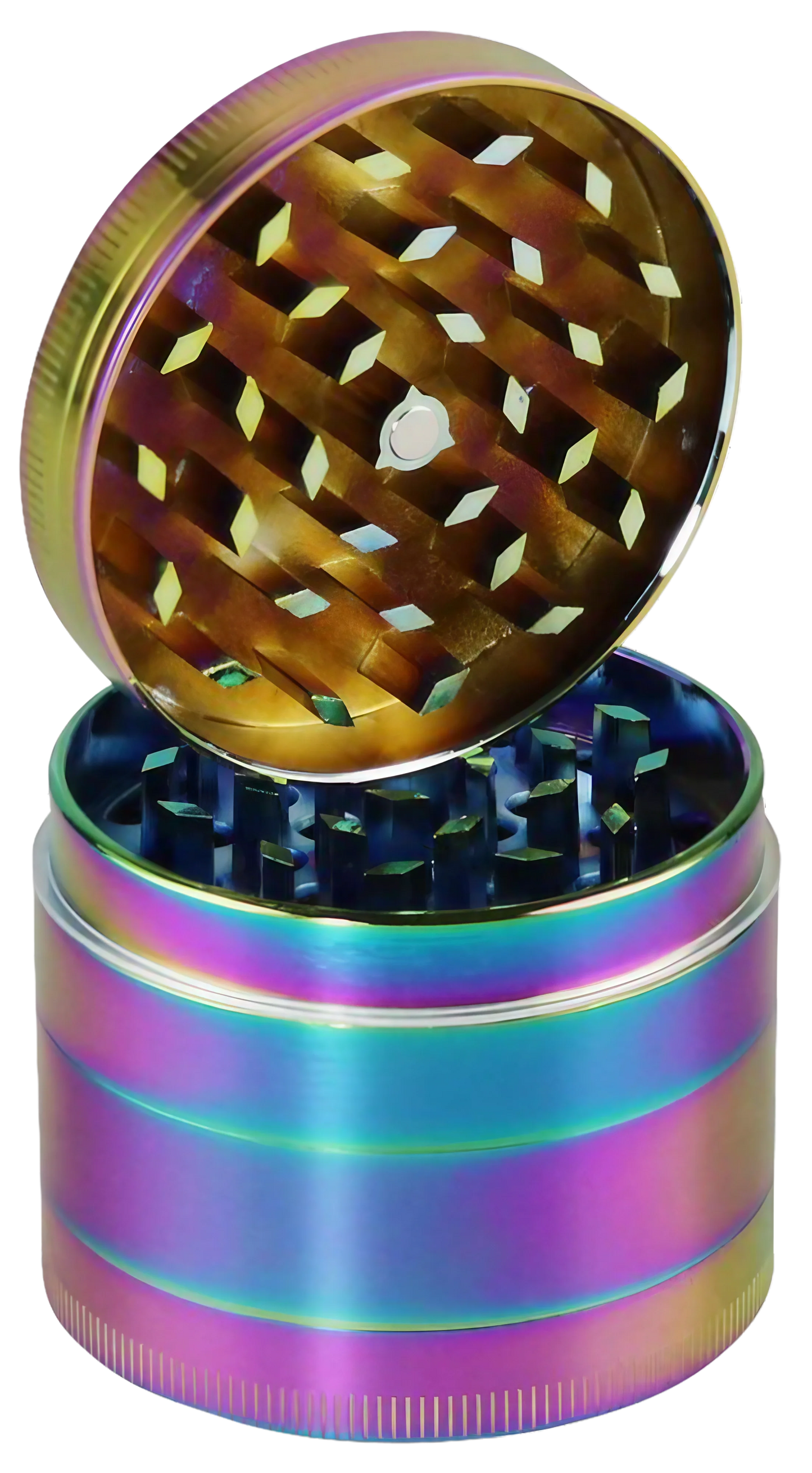Medium 2.5" Anodized Zinc Chameleon 4-Piece Grinder