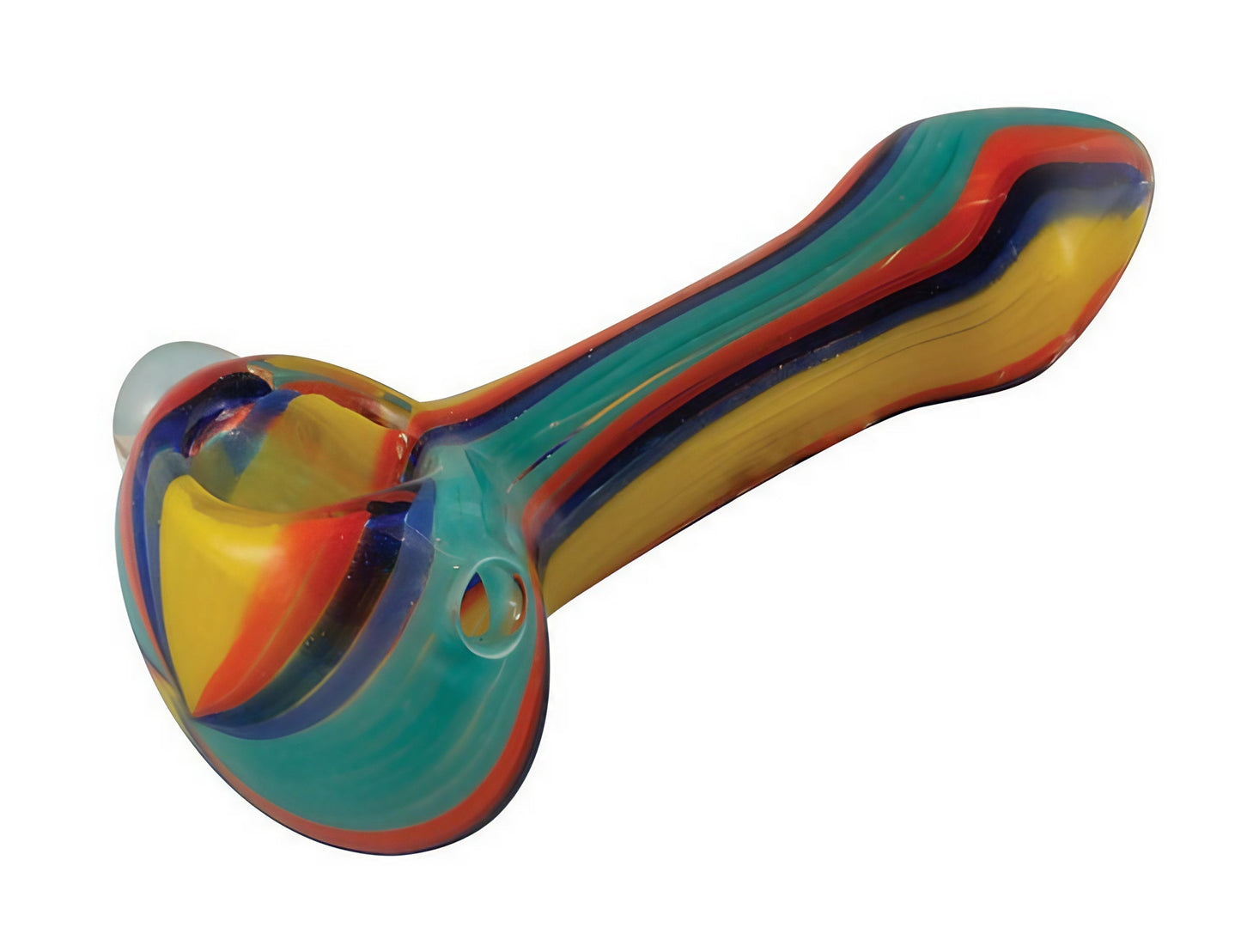 Multicolored Glass Spoon Pipe With Stripes