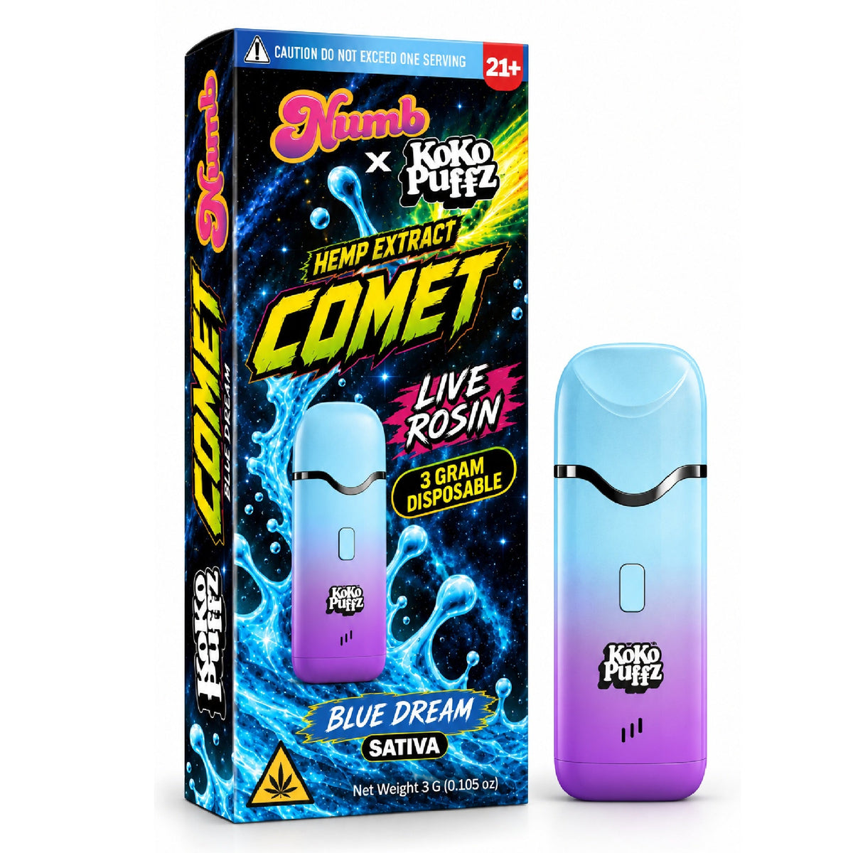Numb x Koko Puffz Live Rosin Infused Device - 3000mg