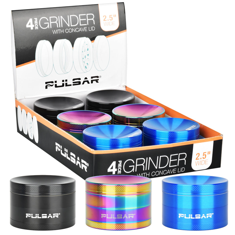 Pulsar Concave Grinder | 4-Piece | 2.5" Diameter | Assorted Colors