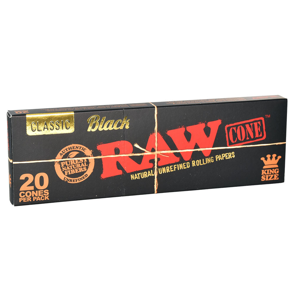 RAW Black Pre-Rolled Cones | 20pk | King Size | 12pc Display