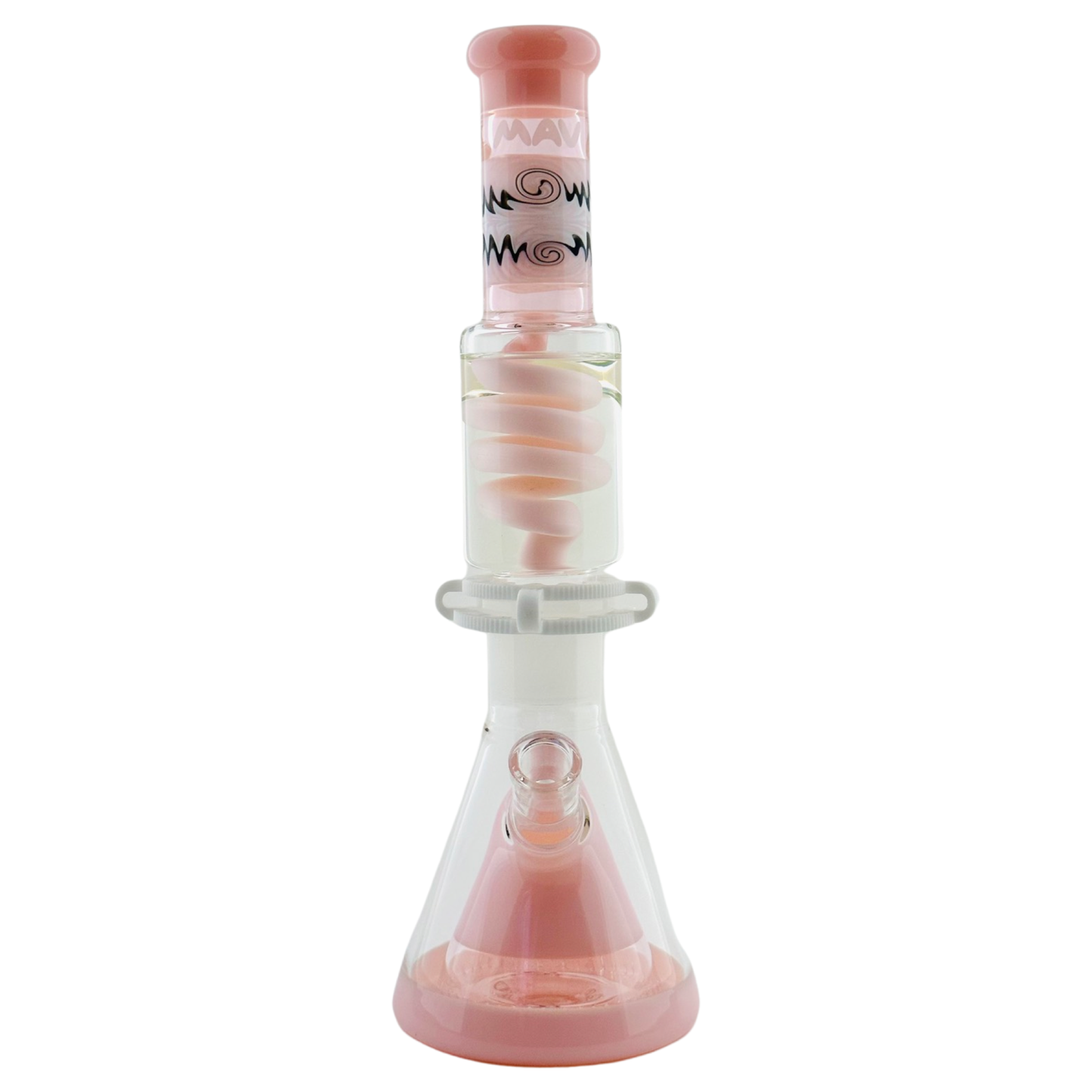 MAV Glass 16" Pink Wig Wag Freezable Glycerin Coil Beaker Bong with Pyramid Perc